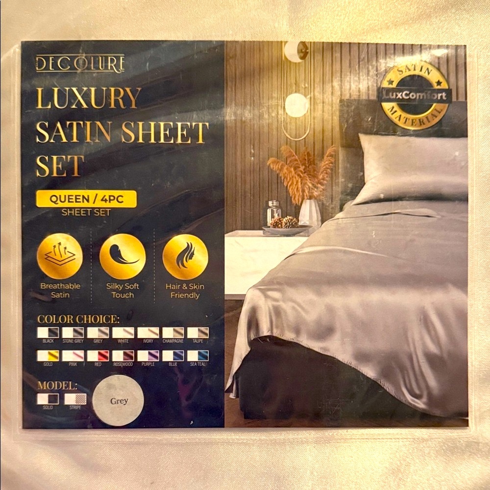 Satin Sheet Set - Silver